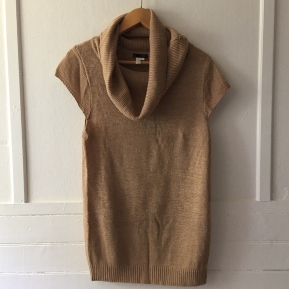 J. Crew Wool Cowl Neck Cap Sleeve Camel Knit Sweater - Picture 10 of 13